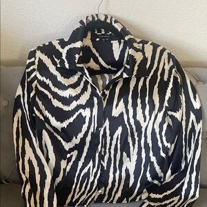 Pleione Monochrome Animal Print Blouse
